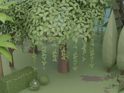Vegetation pack Low-poly 3D model