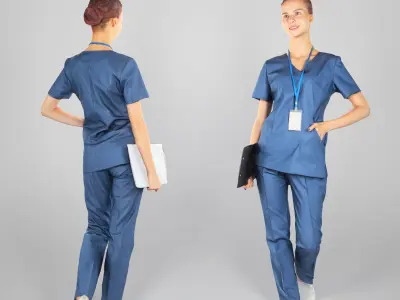 Young surgical nurse with a folder 105 Low-poly 3D model