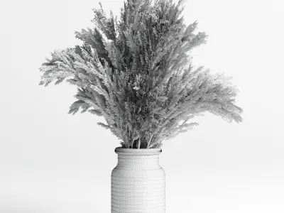 bouquet dry lavender vase glass black 3D model