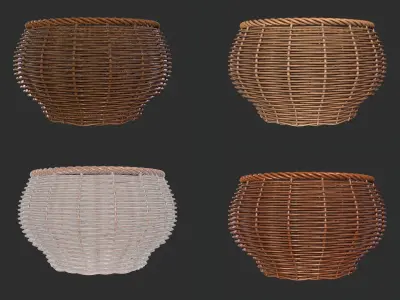 Rattan Basket pack 4 Free 3D model