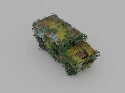 Damaged Rusty Car Low-poly 3D model