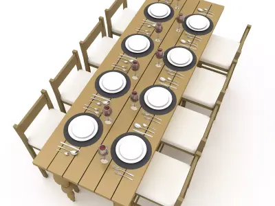 dining table 006 3D Low-poly 3D model