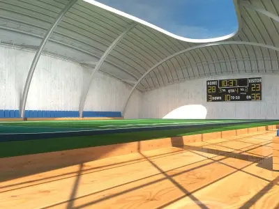 Indoor American Football Field Low-poly 3D model