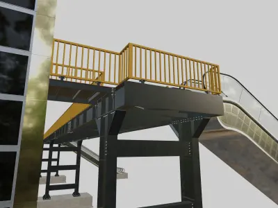 Steel Pedestrian Bridge-Elevator-Escalator-Straight Type-22 3D model