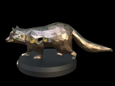 Steampunk Raccoon Low-poly 3D model
