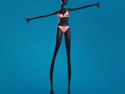 Woman Swimsuit VS V-splice Bralette Red 3D model