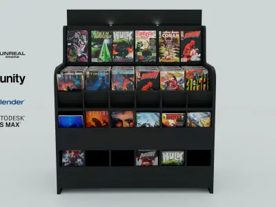 Comic Book Wood Rack 3D model