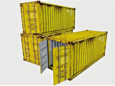 Enterable Shipping Container 04 - PBR Low-poly 3D model