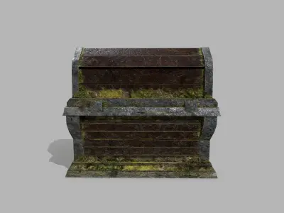Chest old wooden box Low-poly 3D model