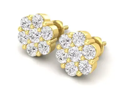 AV 554 Diamond cluster 10 mm earrings 3D print model