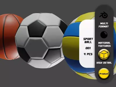 Sport Ball set 001 3D model