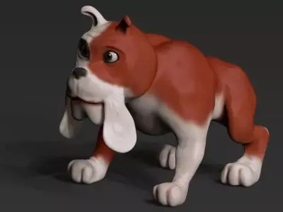  Cartoon bulldog Low-poly 3D model