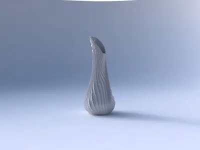 Vase top bent hexagon 2 with wavy extruded lines 3 3D print model