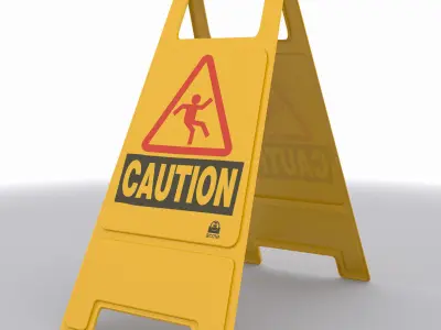 Caution Floor Sign Low-poly 3D model