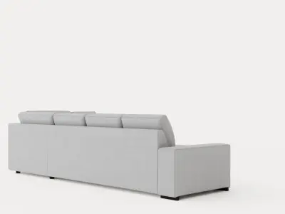 Boss 4 Seater Sofa With Chaise Lounge Right Light Gray Low-poly 3D model