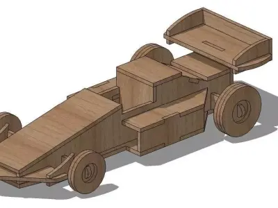 formula 1 wooden race car 3D model