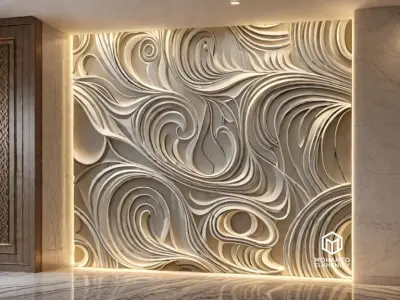 decor set wall panel wall relief mural CNC 58 3D model
