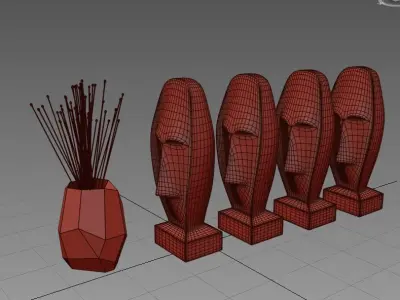 vase106 four different statues and vase 3D model