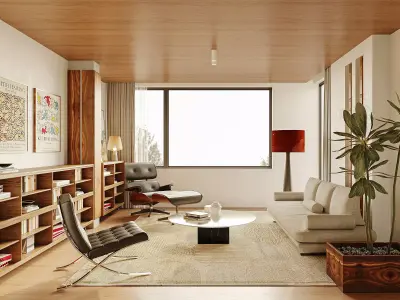 Modern living room dining room interior scenes 588 3D model
