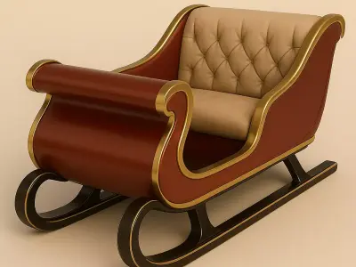 Luxury Christmas Sleigh - Quilted Leather Seat - PBR Low-poly 3D model