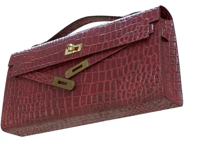 Hermes Kelly Cut Clutch Red Crocodile Low-poly 3D model