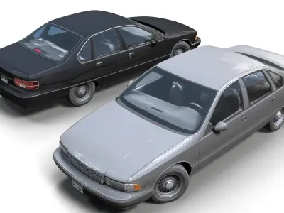 90s generic sedan Low-poly 3D model