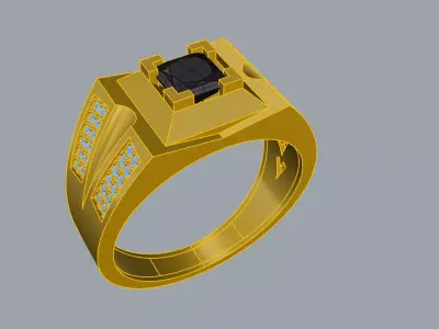 Elegant Mens Ring Jewelry Gold 3D print model