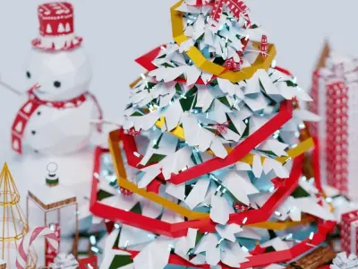 Christmas Decorations Low-poly 3D model