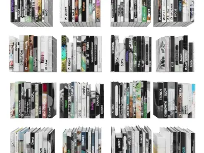 Books 150 pieces 4-8-1 Low-poly 3D model