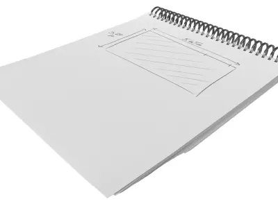 Spiral Bound Notepad with Floor Plan Sketch Low-poly 3D model