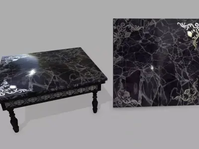 Table side with marble top Low-poly 3D model