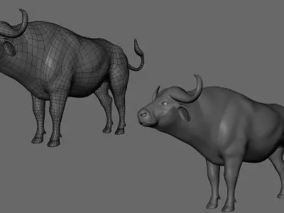 African Buffalo Low-poly 3D model