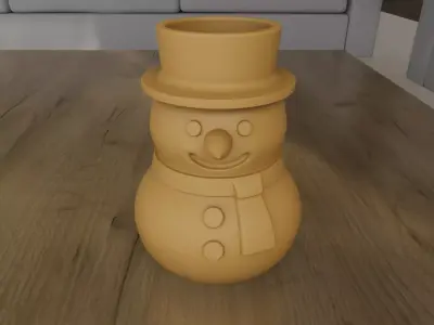 Cute Smiling Snowman Planter STL for 3D Printing 3D print model