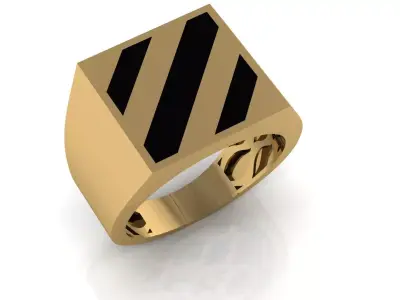 Mens Black Enamel Geometric 16 mm Signet  Ring 11 3D print model