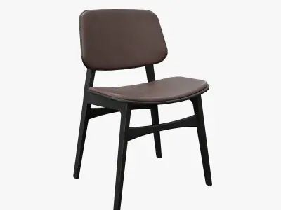 Soborg Chair Model-3052-leather 96 and black wood Low-poly 3D model