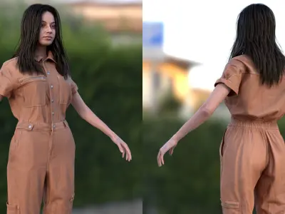 Mens and Womens Miner and Overalls Outfits 3D Model Collection