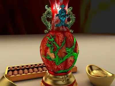 Chinese vase with Yuanbao 3D model