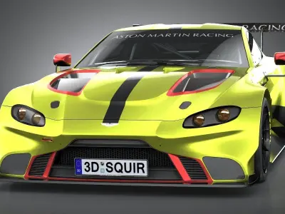 Aston Martin Vantage GTE Racecar 2018 LowPoly Low-poly 3D model