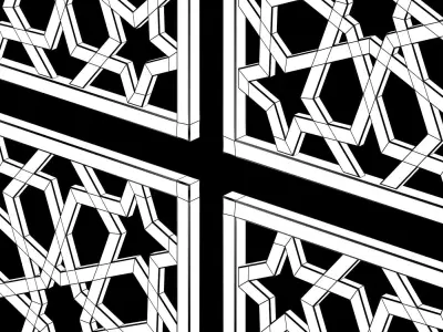 Arabic Islamic pattern wood decorative plaster 3D model 5