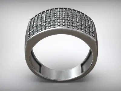 Square Pave Diamond Fashion Ring Free 3D print model