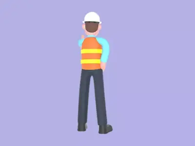 Stylized 3D Male Architect Character - Cartoon Thumbs Up Pose 3D model