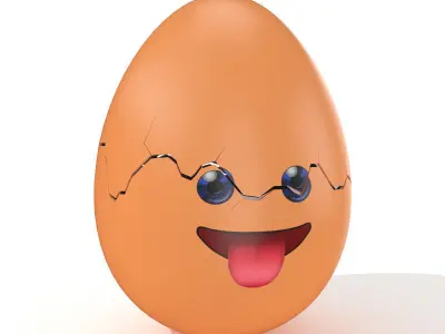 Egg Cracked Emoji N002 Low-poly 3D model