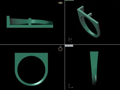 alphabet ring letter F 3D print model