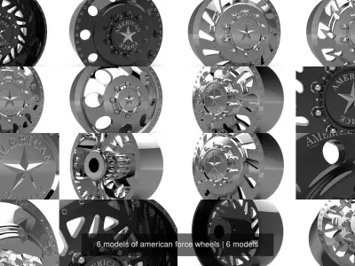 6 models of american force wheels 3D Model Pack