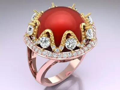 Stone Ring - Womens Rings - GN222 3D print model