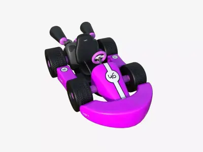 Cartoon Kart C05 Pink - Vehicle Racing Design Low-poly 3D model