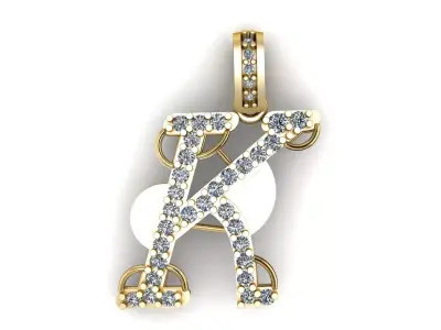 LUXURY ALPHABET K PENDANT 3D PRINTABLE MODEL 3D print model