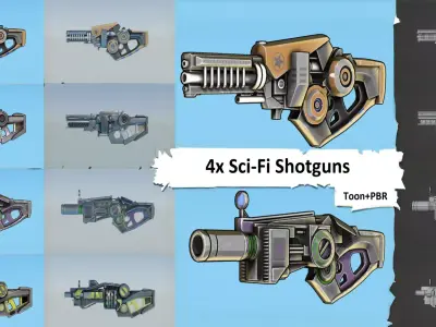 Sci-Fi Shotgun Collection 4 Weapon Models 3D print model