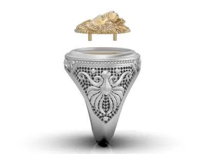 Lion man ring  gold  jewelry printable 3D model 3D print model