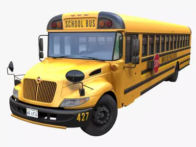 International school bus Low-poly 3D model